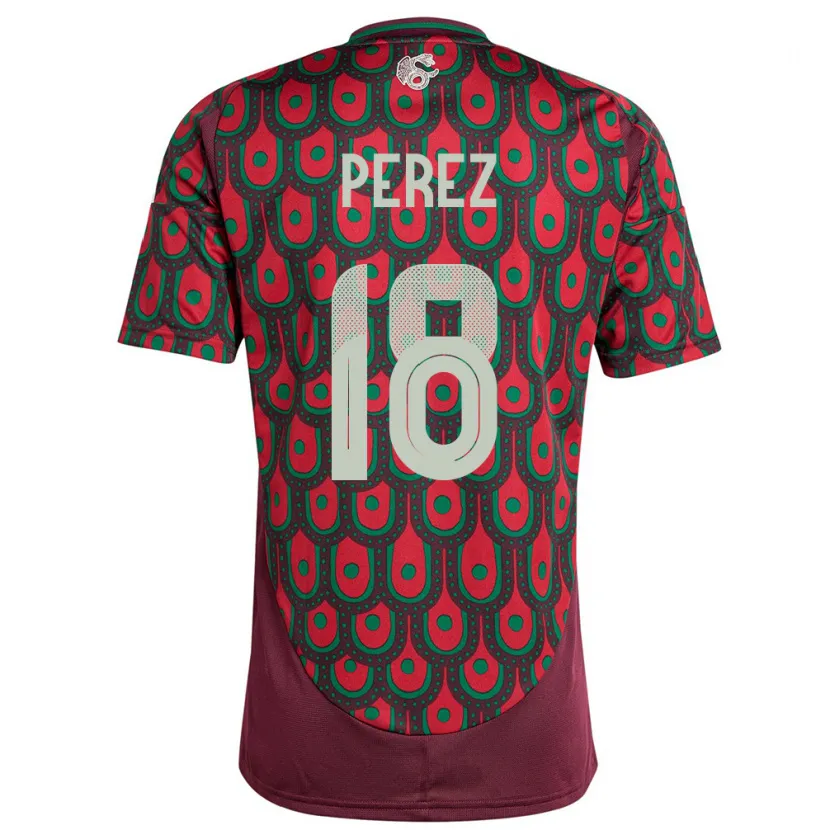Danxen Femme Maillot Mexique Jonathan Perez #18 Bordeaux Tenues Domicile 24-26 T-Shirt