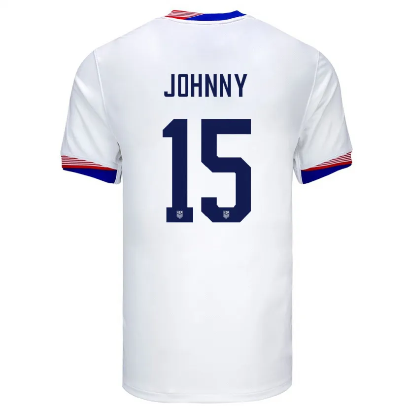 Danxen Femme Maillot États-Unis Johnny #15 Blanc Tenues Domicile 24-26 T-Shirt
