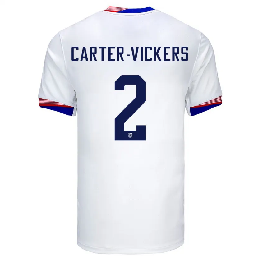 Danxen Femme Maillot États-Unis Cameron Carter-Vickers #2 Blanc Tenues Domicile 24-26 T-Shirt