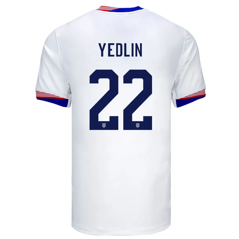 Danxen Femme Maillot États-Unis Deandre Yedlin #22 Blanc Tenues Domicile 24-26 T-Shirt