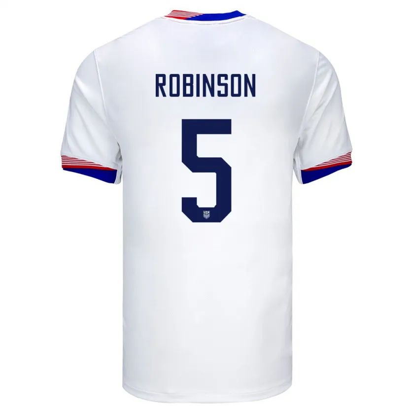 Danxen Femme Maillot États-Unis Antonee Robinson #5 Blanc Tenues Domicile 24-26 T-Shirt