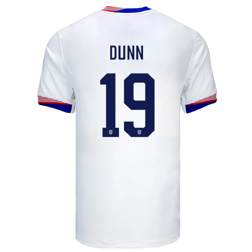 Danxen Femme Maillot États-Unis Crystal Dunn #19 Blanc Tenues Domicile 24-26 T-Shirt