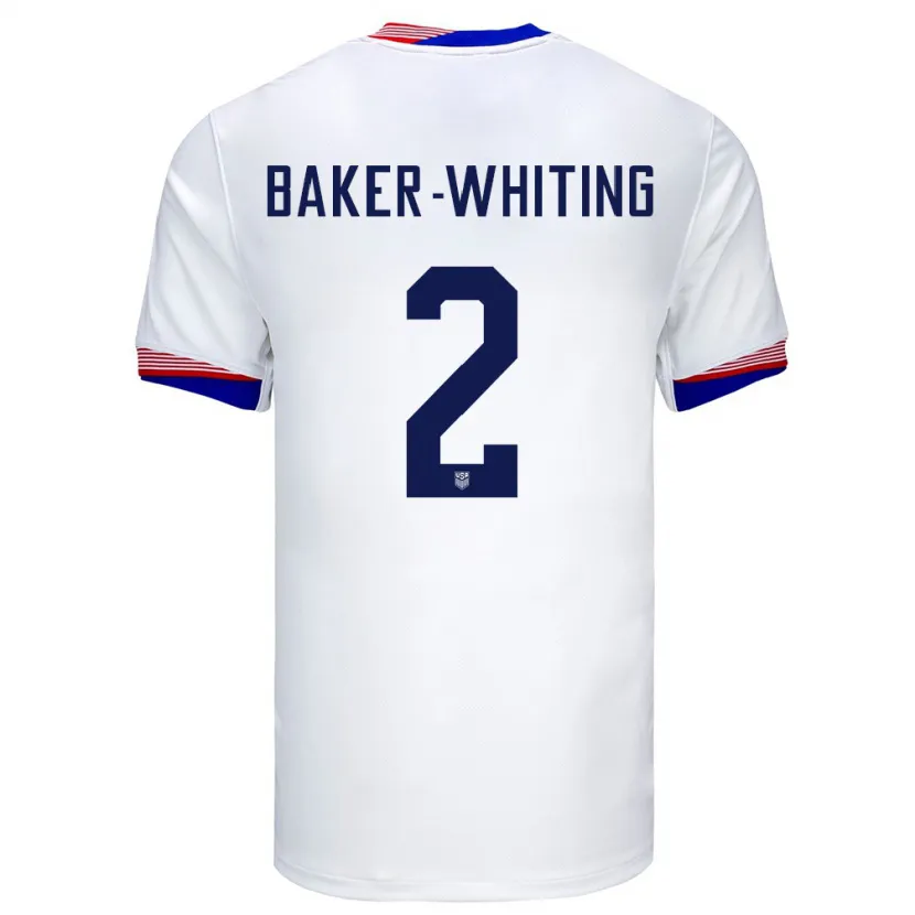 Danxen Femme Maillot États-Unis Reed Baker Whiting #2 Blanc Tenues Domicile 24-26 T-Shirt