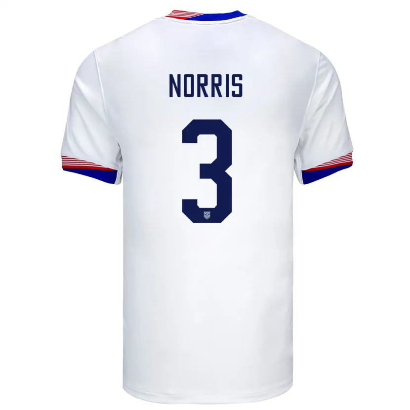 Danxen Femme Maillot États-Unis Nolan Norris #3 Blanc Tenues Domicile 24-26 T-Shirt