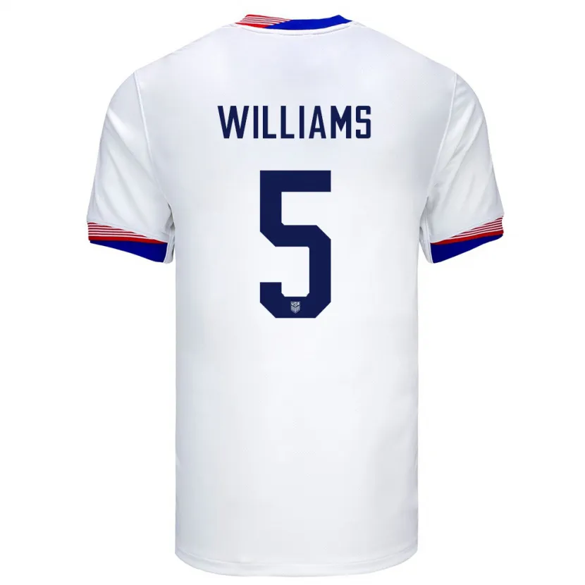 Danxen Femme Maillot États-Unis Thomas Williams #5 Blanc Tenues Domicile 24-26 T-Shirt