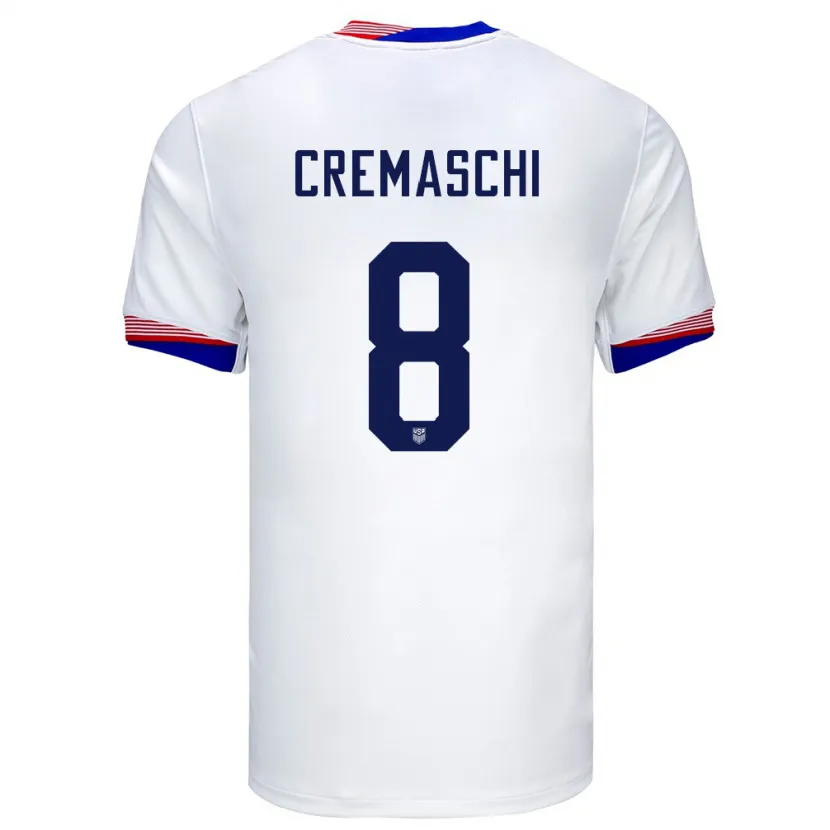 Danxen Femme Maillot États-Unis Benjamin Cremaschi #8 Blanc Tenues Domicile 24-26 T-Shirt