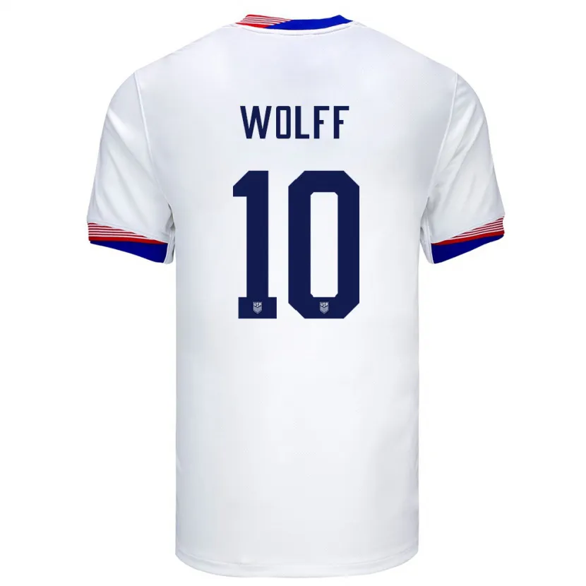 Danxen Femme Maillot États-Unis Owen Wolff #10 Blanc Tenues Domicile 24-26 T-Shirt