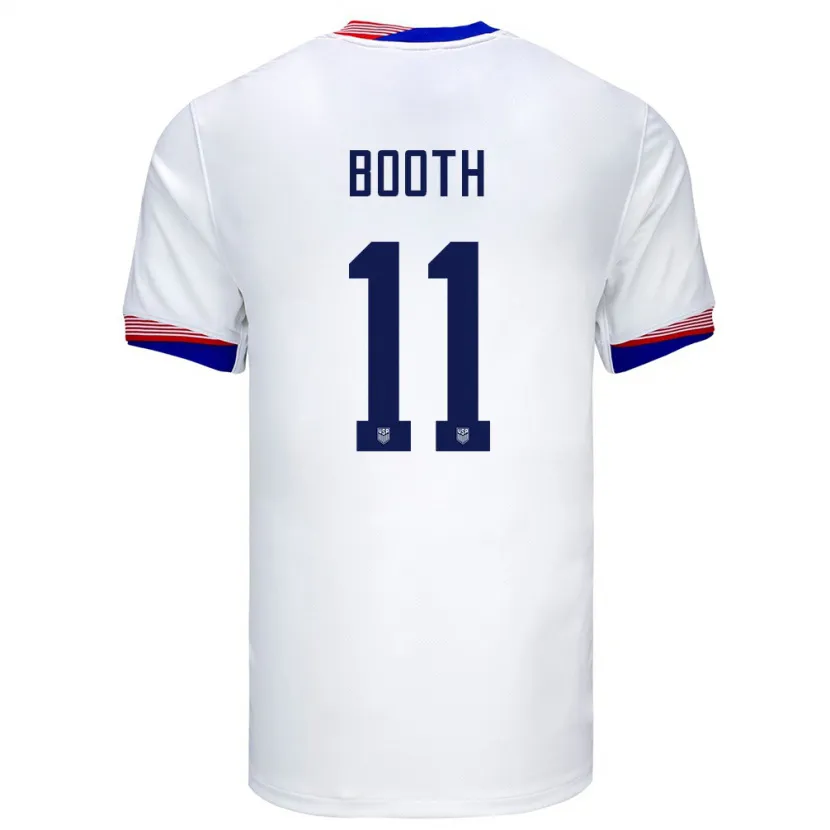 Danxen Femme Maillot États-Unis Zach Booth #11 Blanc Tenues Domicile 24-26 T-Shirt