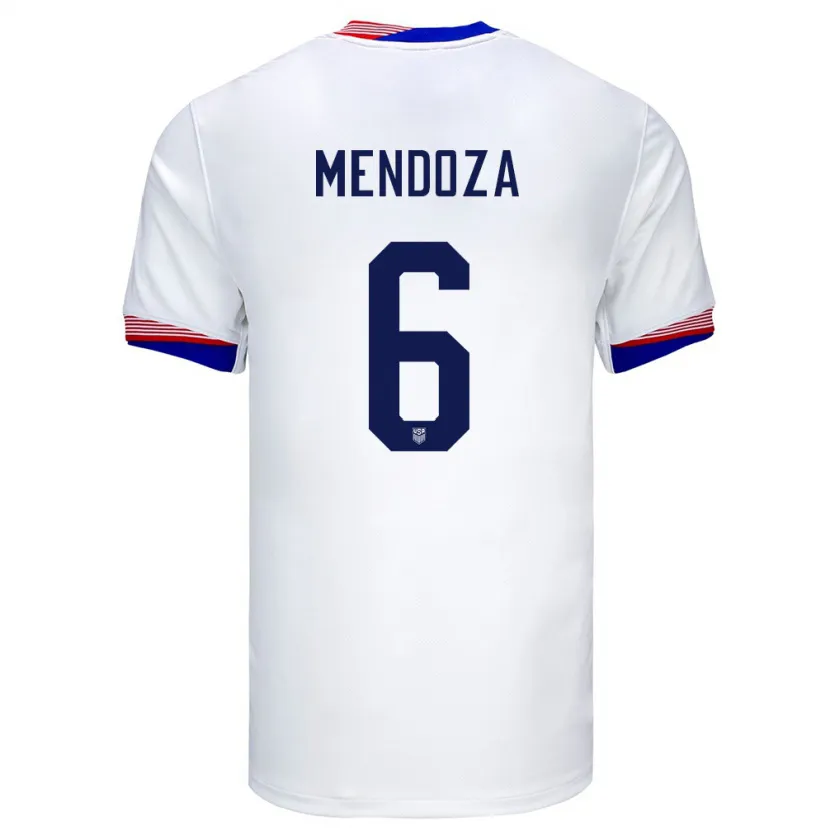 Danxen Femme Maillot États-Unis Edwyn Mendoza #6 Blanc Tenues Domicile 24-26 T-Shirt