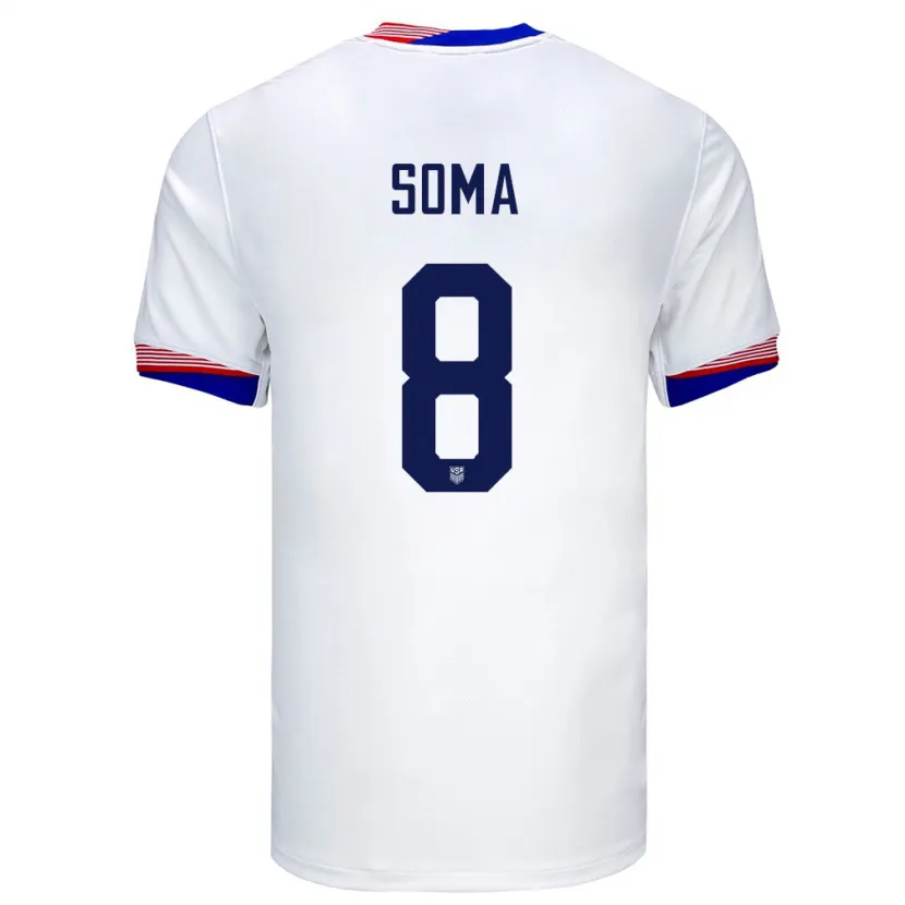 Danxen Femme Maillot États-Unis Pedro Soma #8 Blanc Tenues Domicile 24-26 T-Shirt