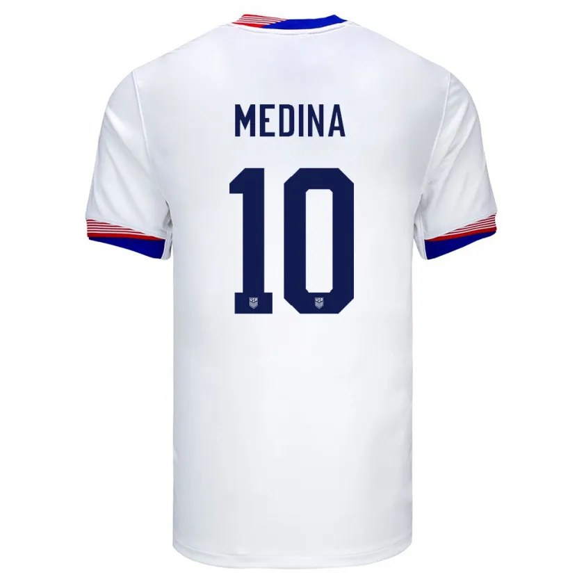 Danxen Femme Maillot États-Unis Cruz Medina #10 Blanc Tenues Domicile 24-26 T-Shirt