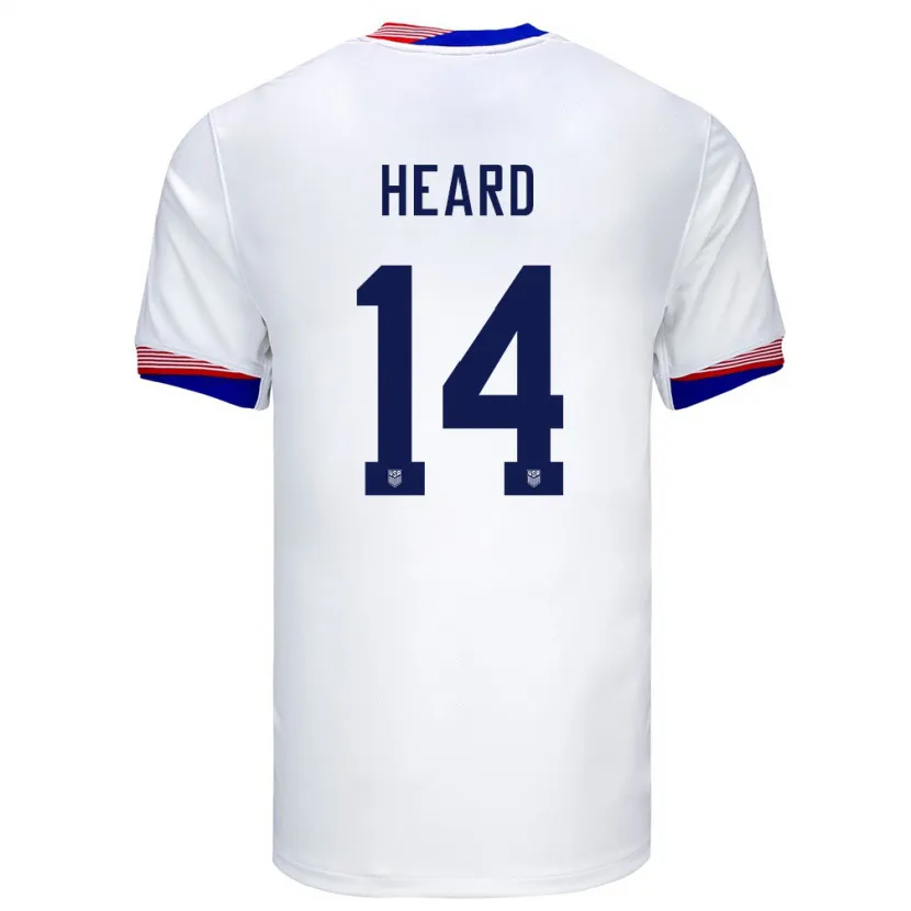 Danxen Femme Maillot États-Unis Aaron Heard #14 Blanc Tenues Domicile 24-26 T-Shirt