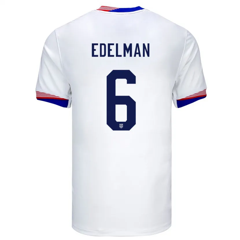 Danxen Femme Maillot États-Unis Daniel Edelman #6 Blanc Tenues Domicile 24-26 T-Shirt