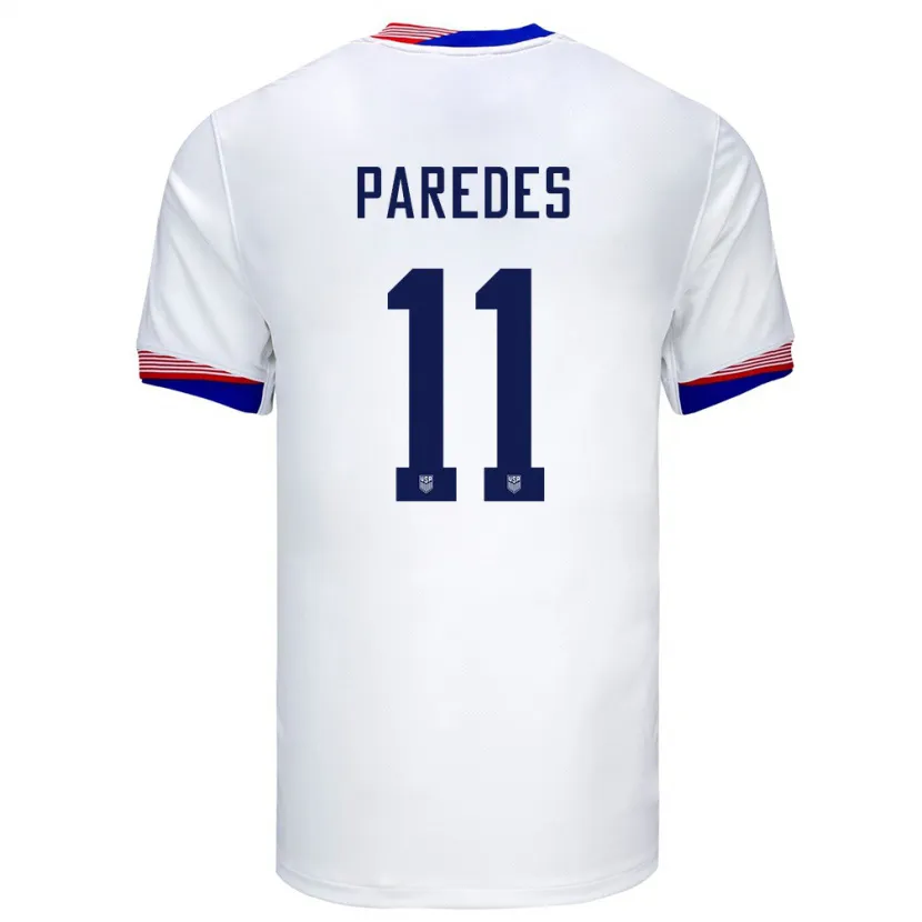 Danxen Femme Maillot États-Unis Kevin Paredes #11 Blanc Tenues Domicile 24-26 T-Shirt
