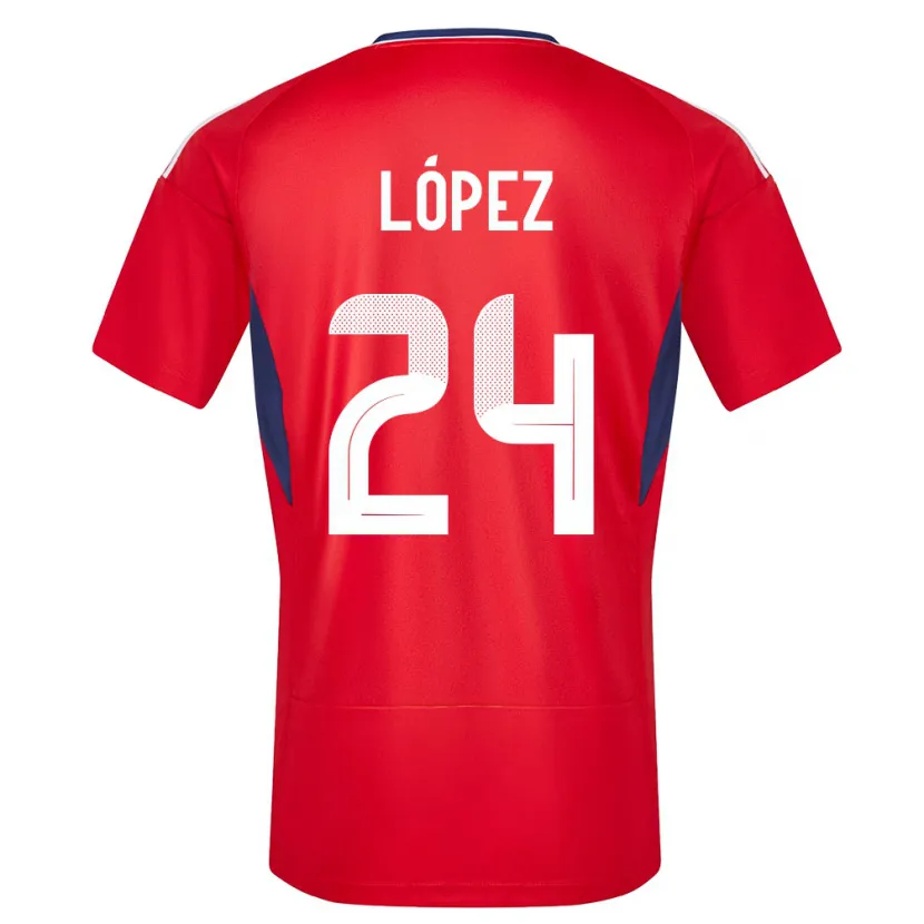 Danxen Femme Maillot Costa Rica Douglas Lopez #24 Rouge Tenues Domicile 24-26 T-Shirt