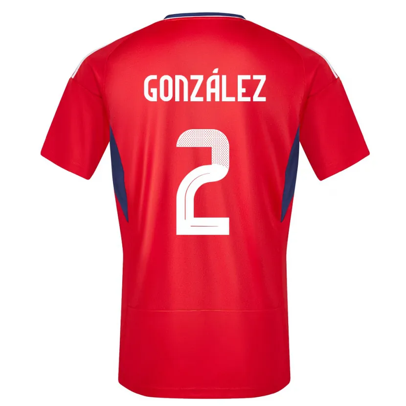 Danxen Femme Maillot Costa Rica Julian Gonzalez #2 Rouge Tenues Domicile 24-26 T-Shirt