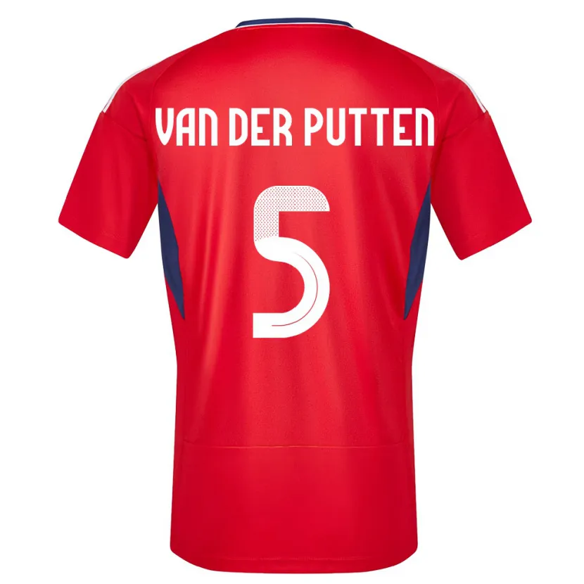 Danxen Femme Maillot Costa Rica Santiago Van Der Putten #5 Rouge Tenues Domicile 24-26 T-Shirt