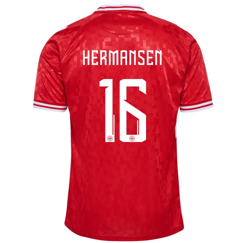 Danxen Femme Maillot Danemark Mads Hermansen #16 Rouge Tenues Domicile 24-26 T-Shirt