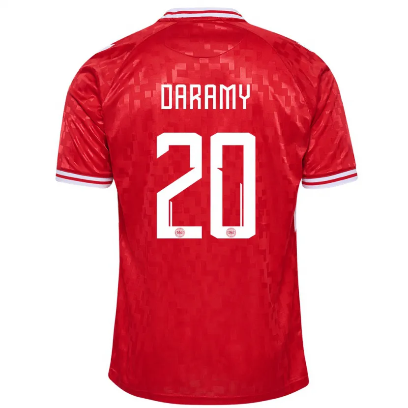 Danxen Femme Maillot Danemark Mohamed Daramy #20 Rouge Tenues Domicile 24-26 T-Shirt