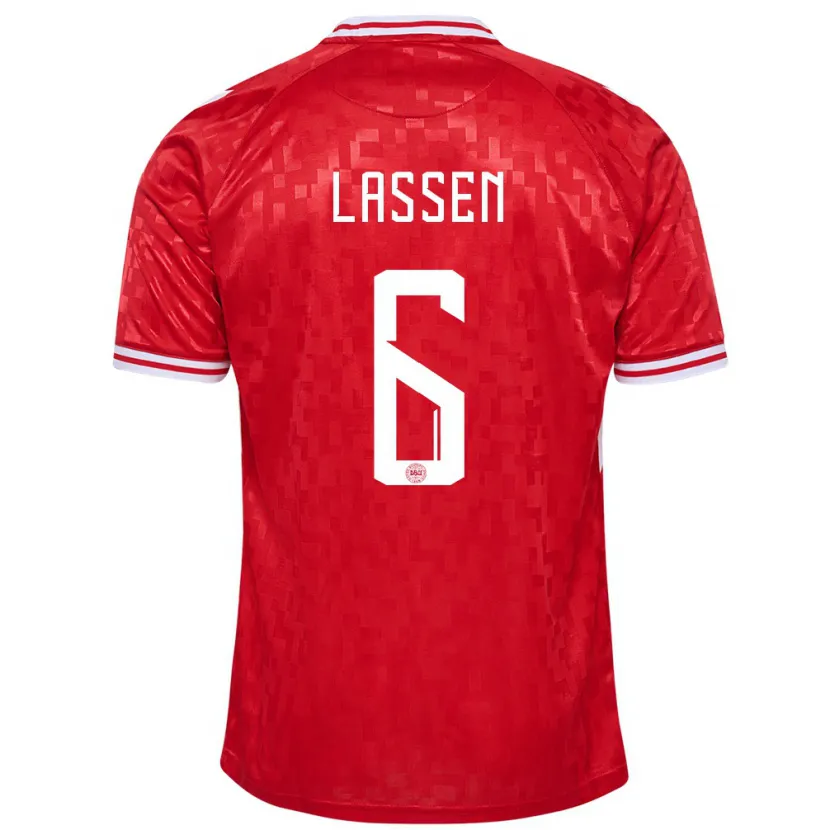 Danxen Femme Maillot Danemark Noah Lassen #6 Rouge Tenues Domicile 24-26 T-Shirt