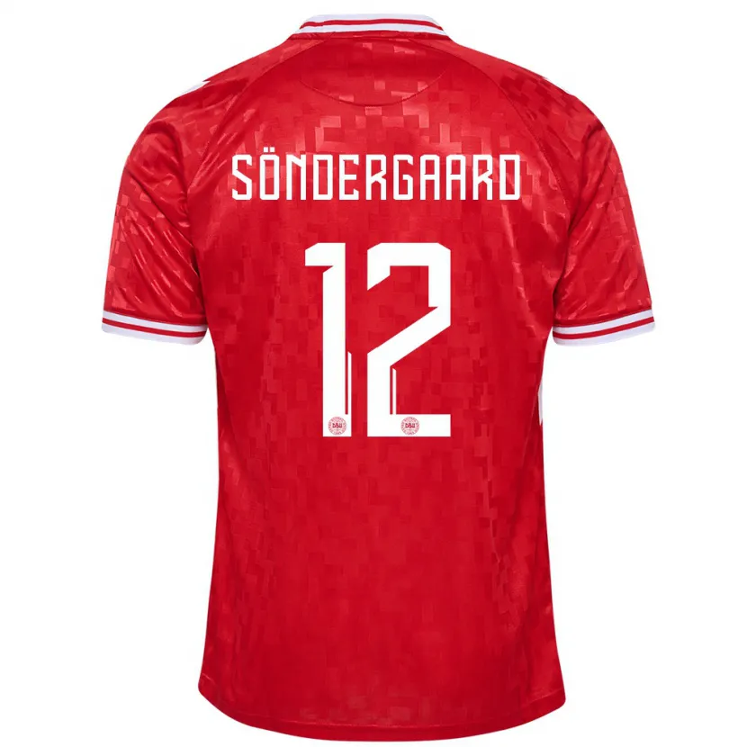 Danxen Femme Maillot Danemark Philip Söndergaard #12 Rouge Tenues Domicile 24-26 T-Shirt