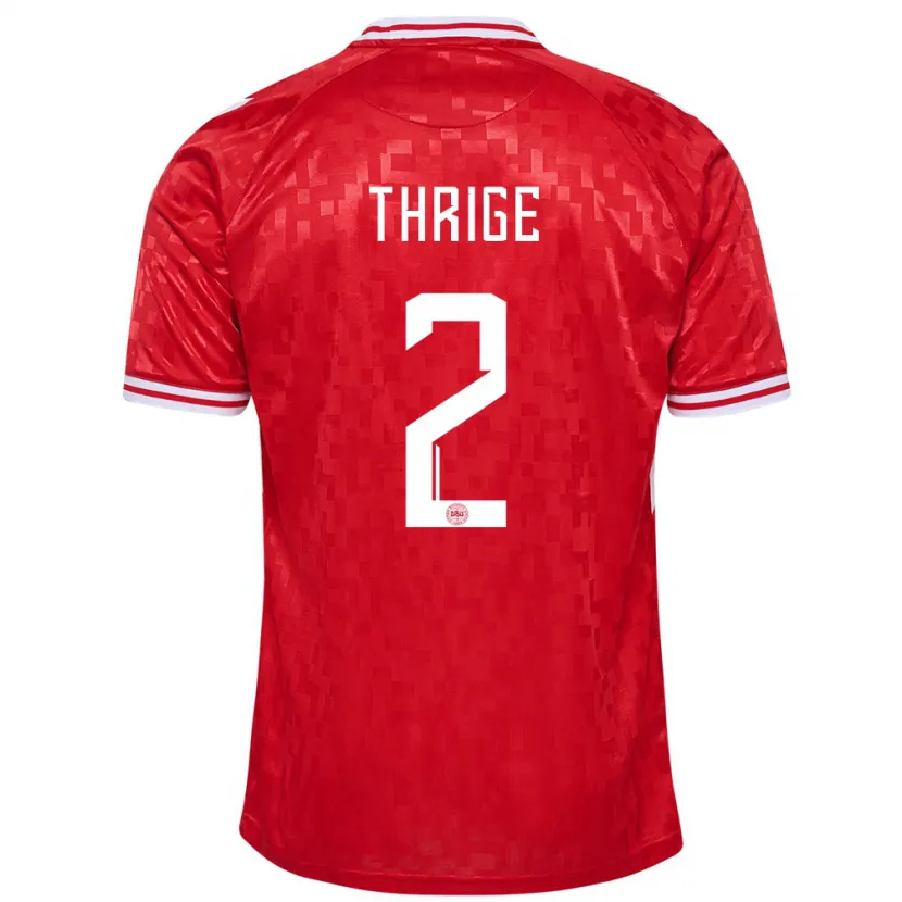 Danxen Femme Maillot Danemark Sara Thrige #2 Rouge Tenues Domicile 24-26 T-Shirt