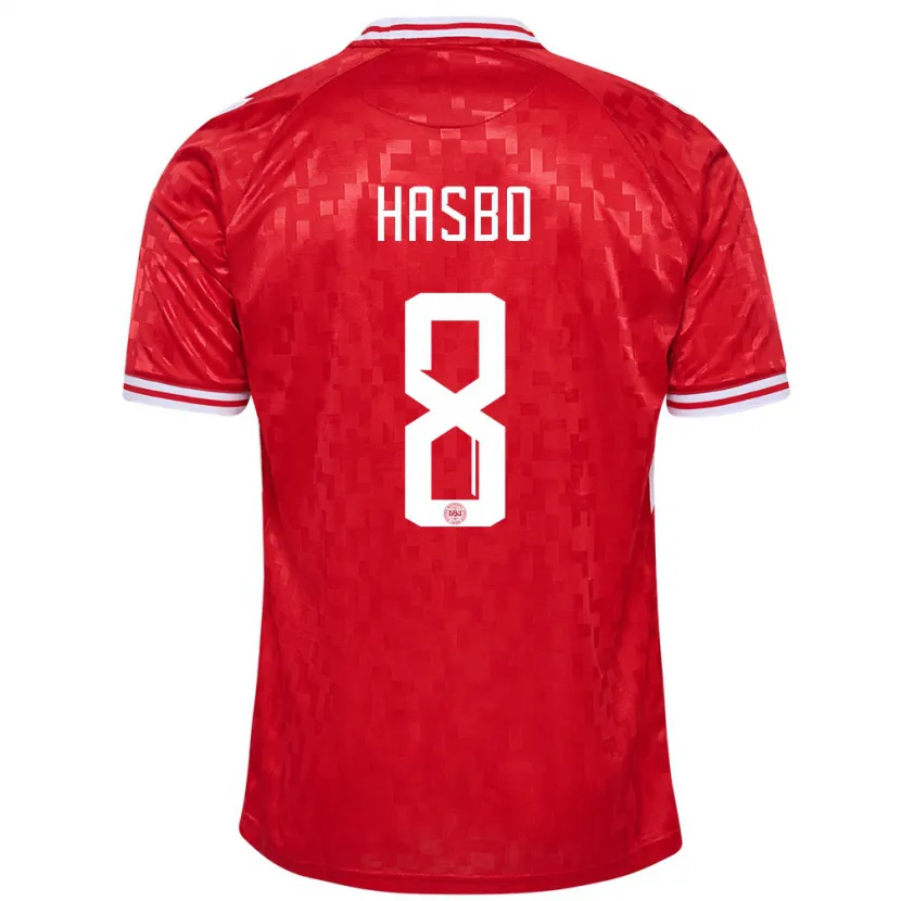 Danxen Femme Maillot Danemark Josefine Hasbo #8 Rouge Tenues Domicile 24-26 T-Shirt