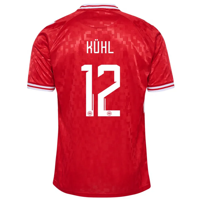 Danxen Femme Maillot Danemark Kathrine Kühl #12 Rouge Tenues Domicile 24-26 T-Shirt