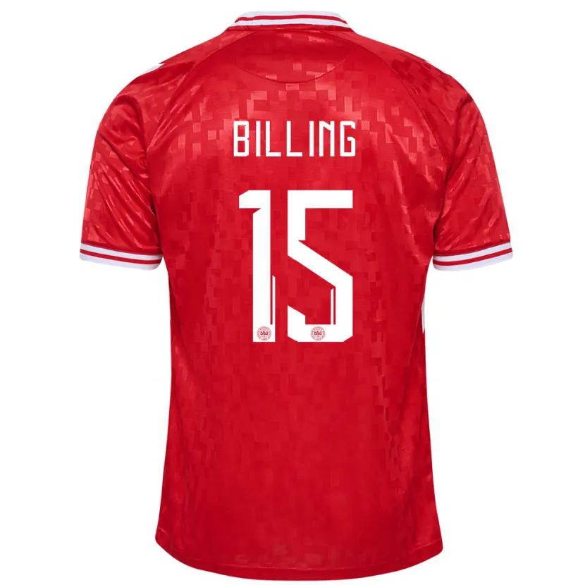 Danxen Femme Maillot Danemark Philip Billing #15 Rouge Tenues Domicile 24-26 T-Shirt