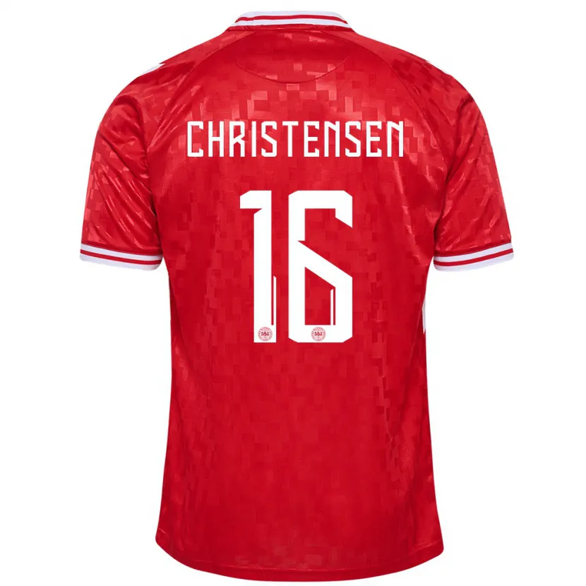 Danxen Femme Maillot Danemark Oliver Christensen #16 Rouge Tenues Domicile 24-26 T-Shirt