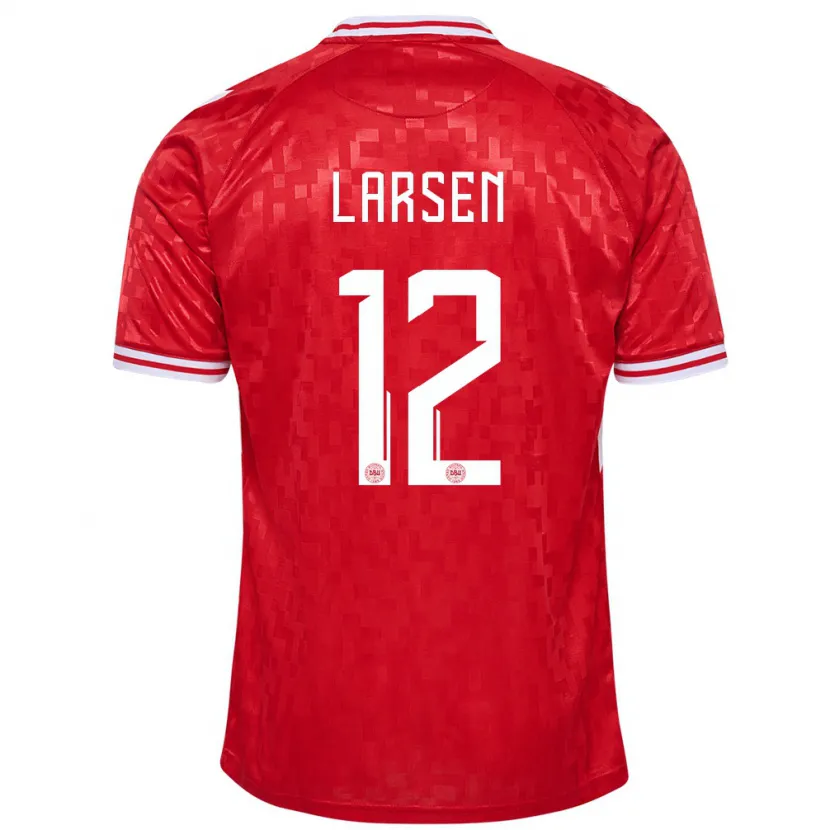 Danxen Femme Maillot Danemark Stine Larsen #12 Rouge Tenues Domicile 24-26 T-Shirt