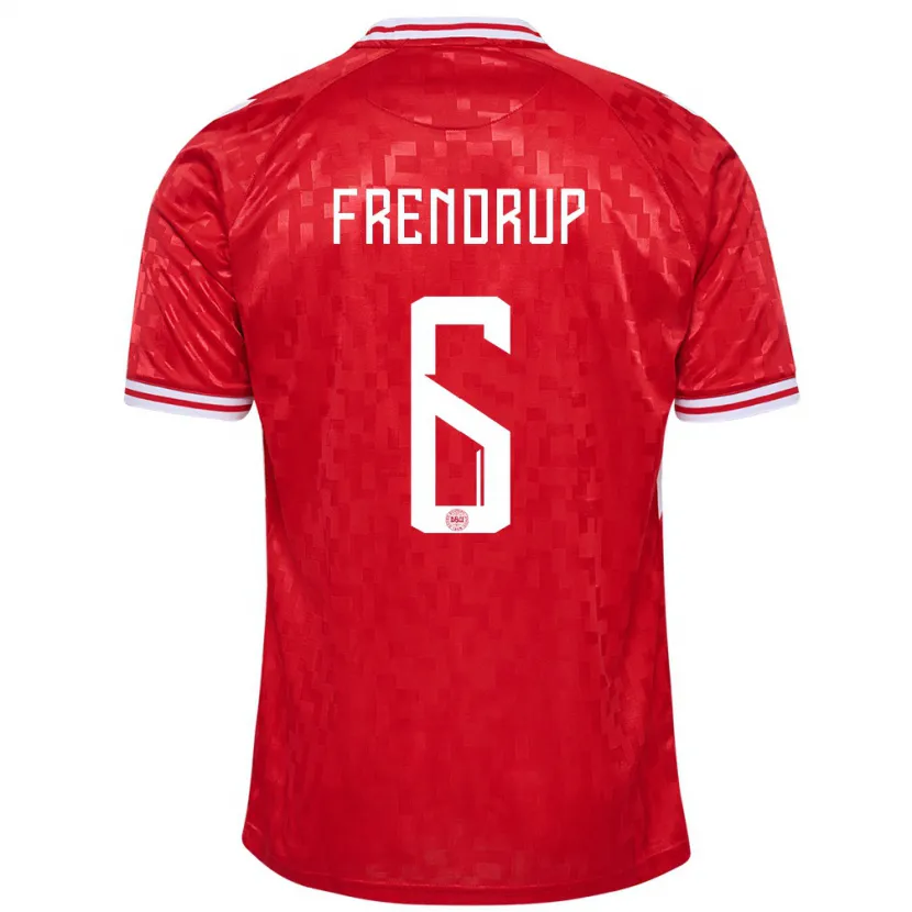 Danxen Femme Maillot Danemark Morten Frendrup #6 Rouge Tenues Domicile 24-26 T-Shirt