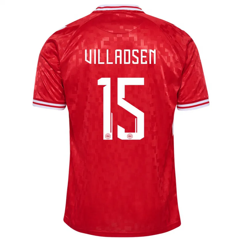 Danxen Femme Maillot Danemark Oliver Villadsen #15 Rouge Tenues Domicile 24-26 T-Shirt