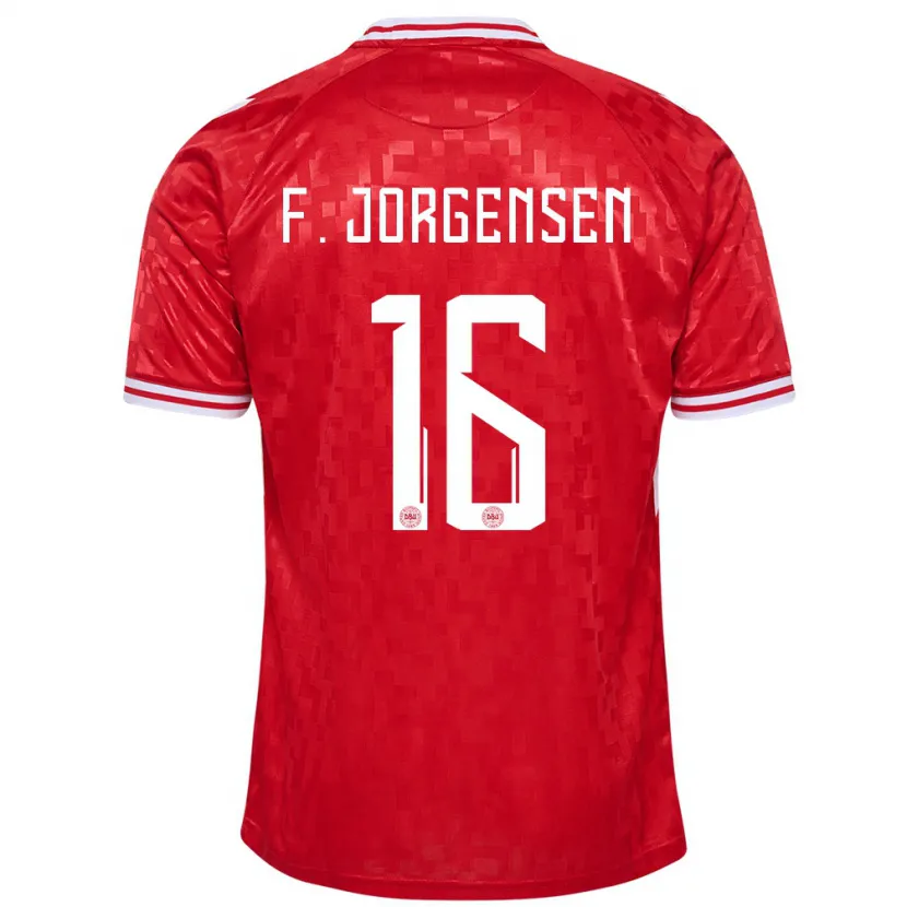 Danxen Femme Maillot Danemark Filip Jorgensen #16 Rouge Tenues Domicile 24-26 T-Shirt