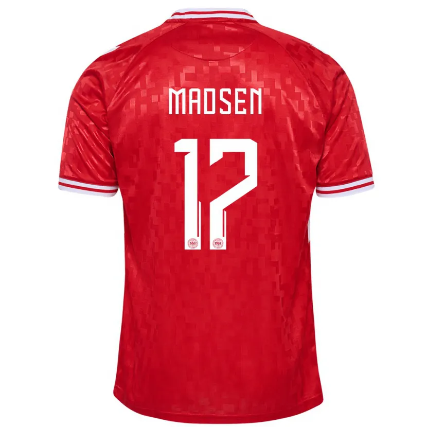 Danxen Femme Maillot Danemark Nicolas Madsen #17 Rouge Tenues Domicile 24-26 T-Shirt