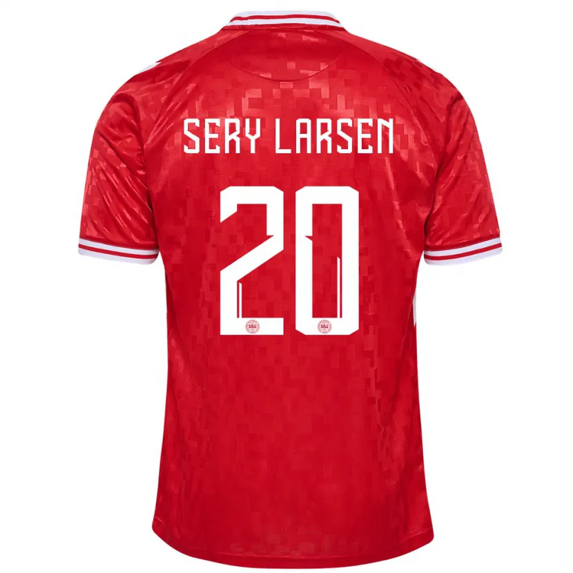 Danxen Femme Maillot Danemark Japhet Sery Larsen #20 Rouge Tenues Domicile 24-26 T-Shirt