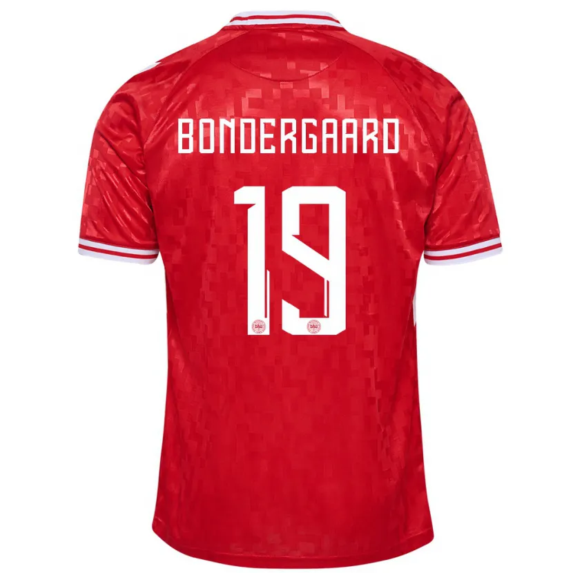 Danxen Femme Maillot Danemark Asbjorn Bondergaard #19 Rouge Tenues Domicile 24-26 T-Shirt
