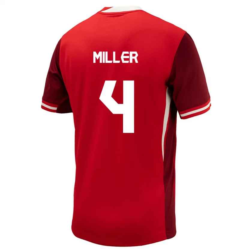 Danxen Femme Maillot Canada Kamal Miller #4 Rouge Tenues Domicile 24-26 T-Shirt