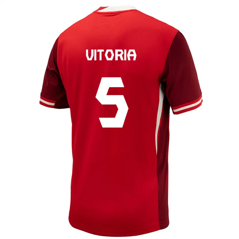 Danxen Femme Maillot Canada Steven Vitória #5 Rouge Tenues Domicile 24-26 T-Shirt