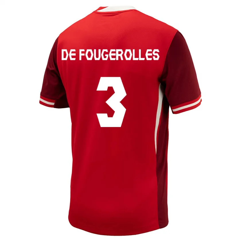 Danxen Femme Maillot Canada Luc De Fougerolles #3 Rouge Tenues Domicile 24-26 T-Shirt