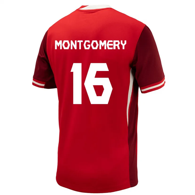 Danxen Femme Maillot Canada Callum Montgomery #16 Rouge Tenues Domicile 24-26 T-Shirt