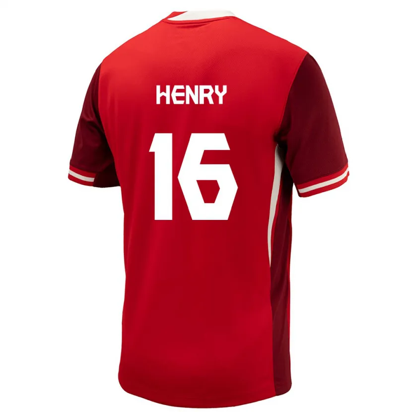Danxen Femme Maillot Canada Maël Henry #16 Rouge Tenues Domicile 24-26 T-Shirt