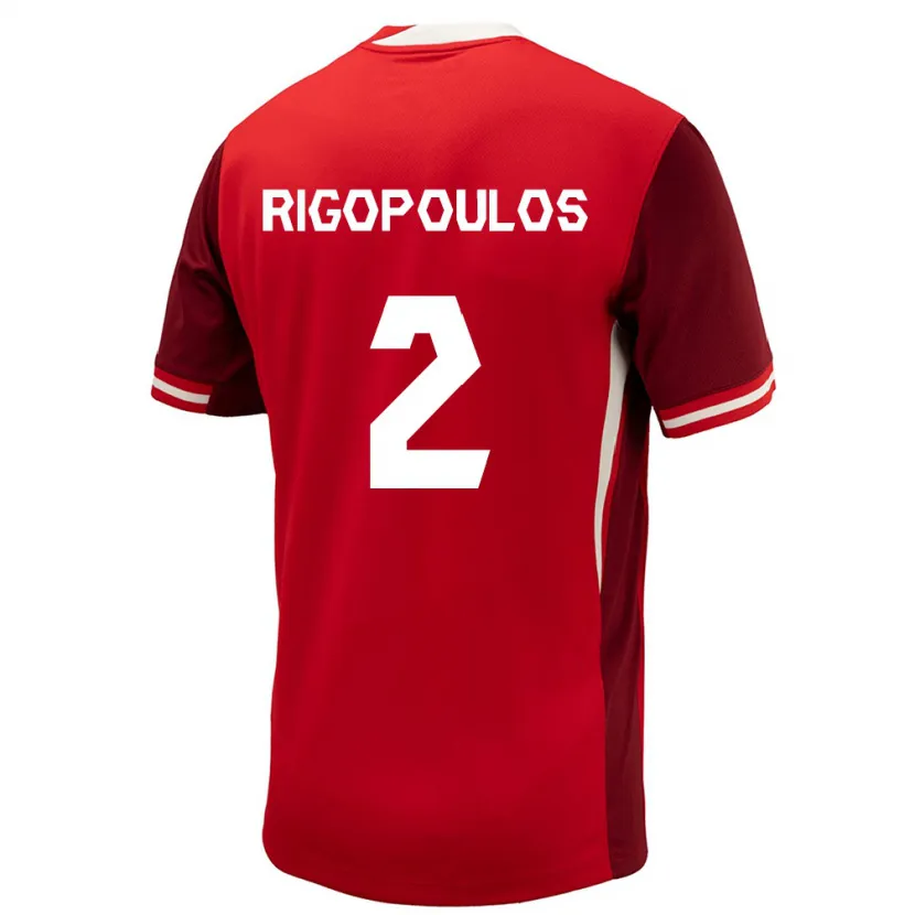 Danxen Femme Maillot Canada Theo Rigopoulos #2 Rouge Tenues Domicile 24-26 T-Shirt