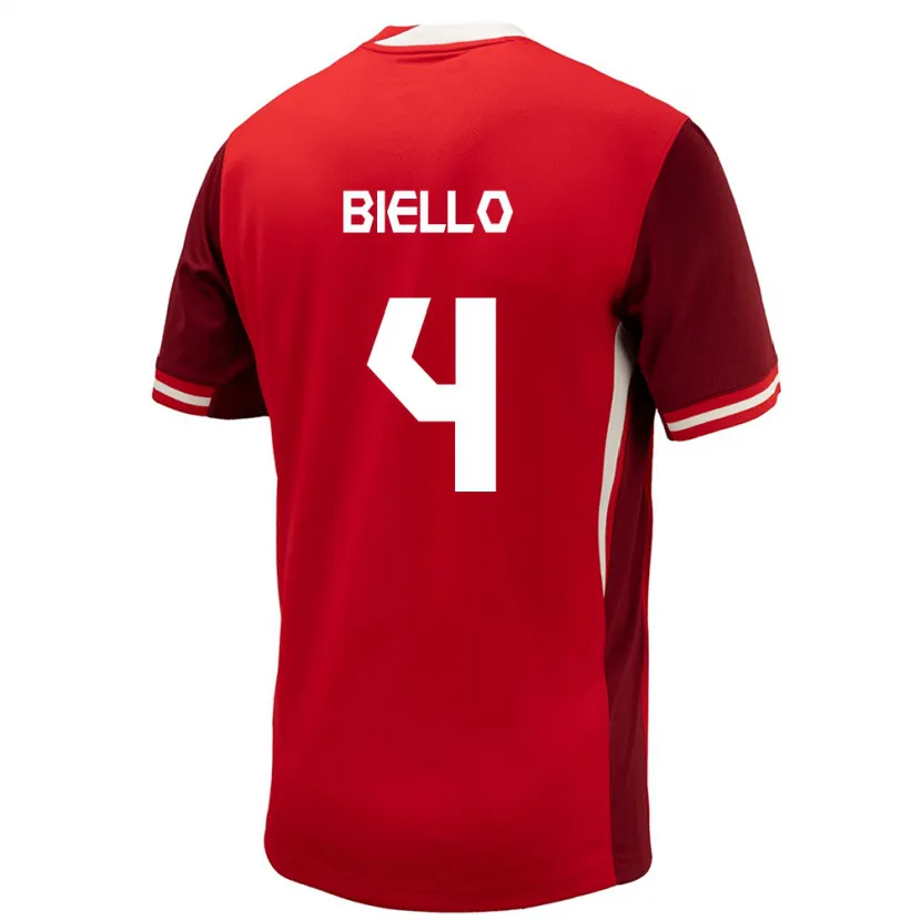Danxen Femme Maillot Canada Alessandro Biello #4 Rouge Tenues Domicile 24-26 T-Shirt