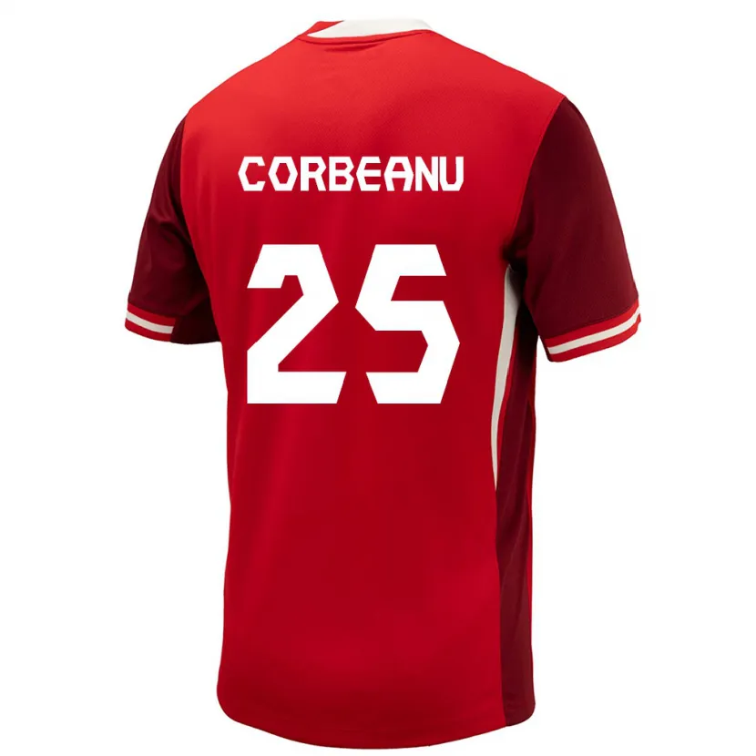Danxen Femme Maillot Canada Theo Corbeanu #25 Rouge Tenues Domicile 24-26 T-Shirt