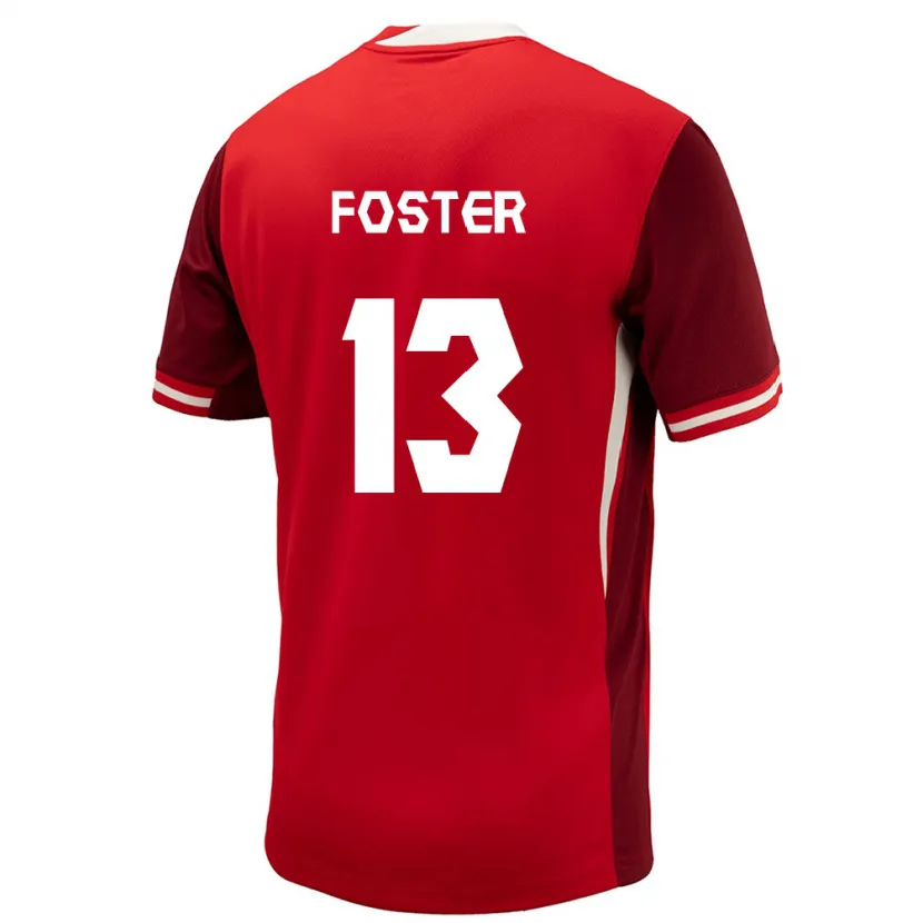 Danxen Femme Maillot Canada Rylee Foster #13 Rouge Tenues Domicile 24-26 T-Shirt