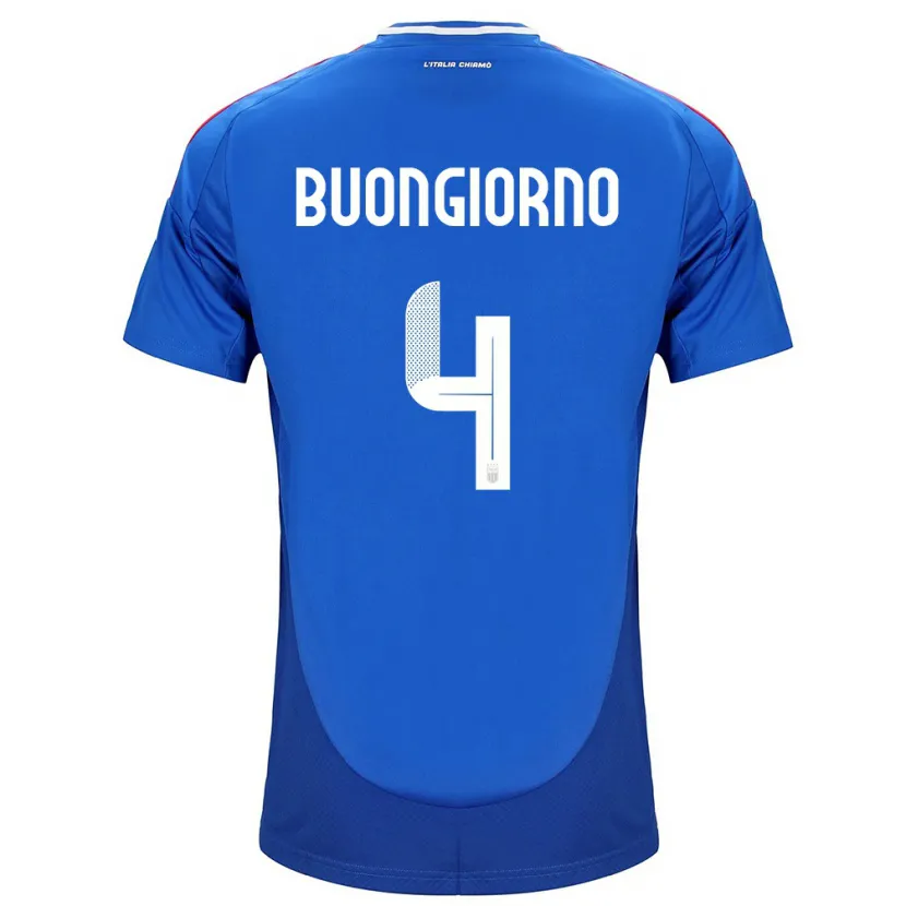 Danxen Femme Maillot Italie Alessandro Buongiorno #4 Bleu Tenues Domicile 24-26 T-Shirt