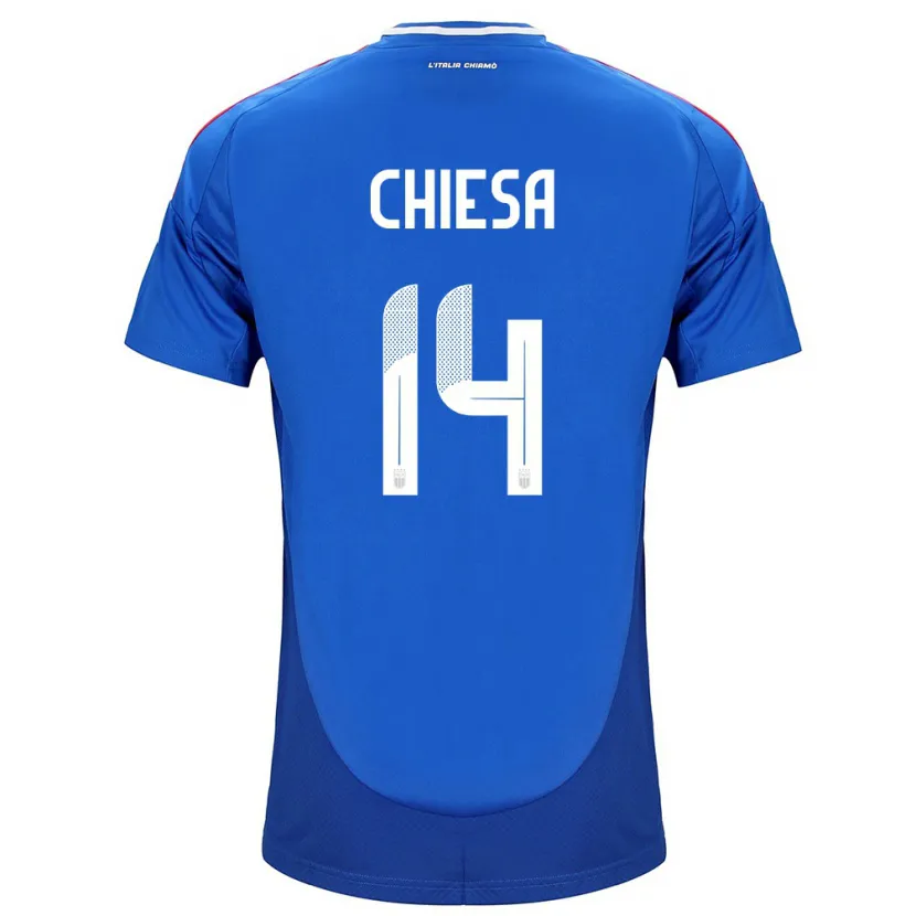 Danxen Femme Maillot Italie Federico Chiesa #14 Bleu Tenues Domicile 24-26 T-Shirt