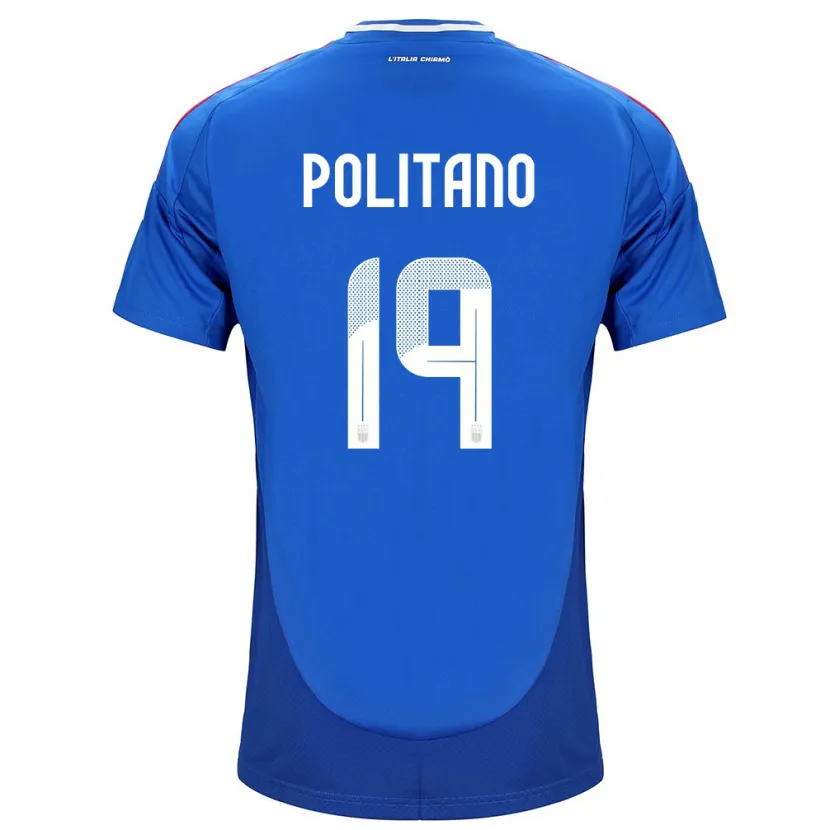 Danxen Femme Maillot Italie Matteo Politano #19 Bleu Tenues Domicile 24-26 T-Shirt