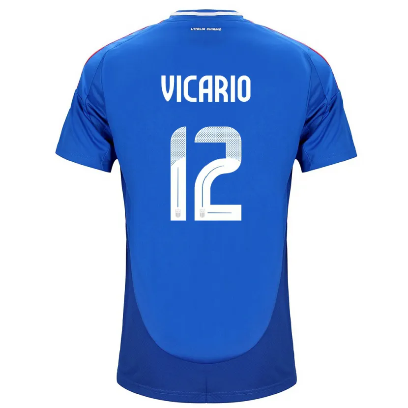 Danxen Femme Maillot Italie Guglielmo Vicario #12 Bleu Tenues Domicile 24-26 T-Shirt
